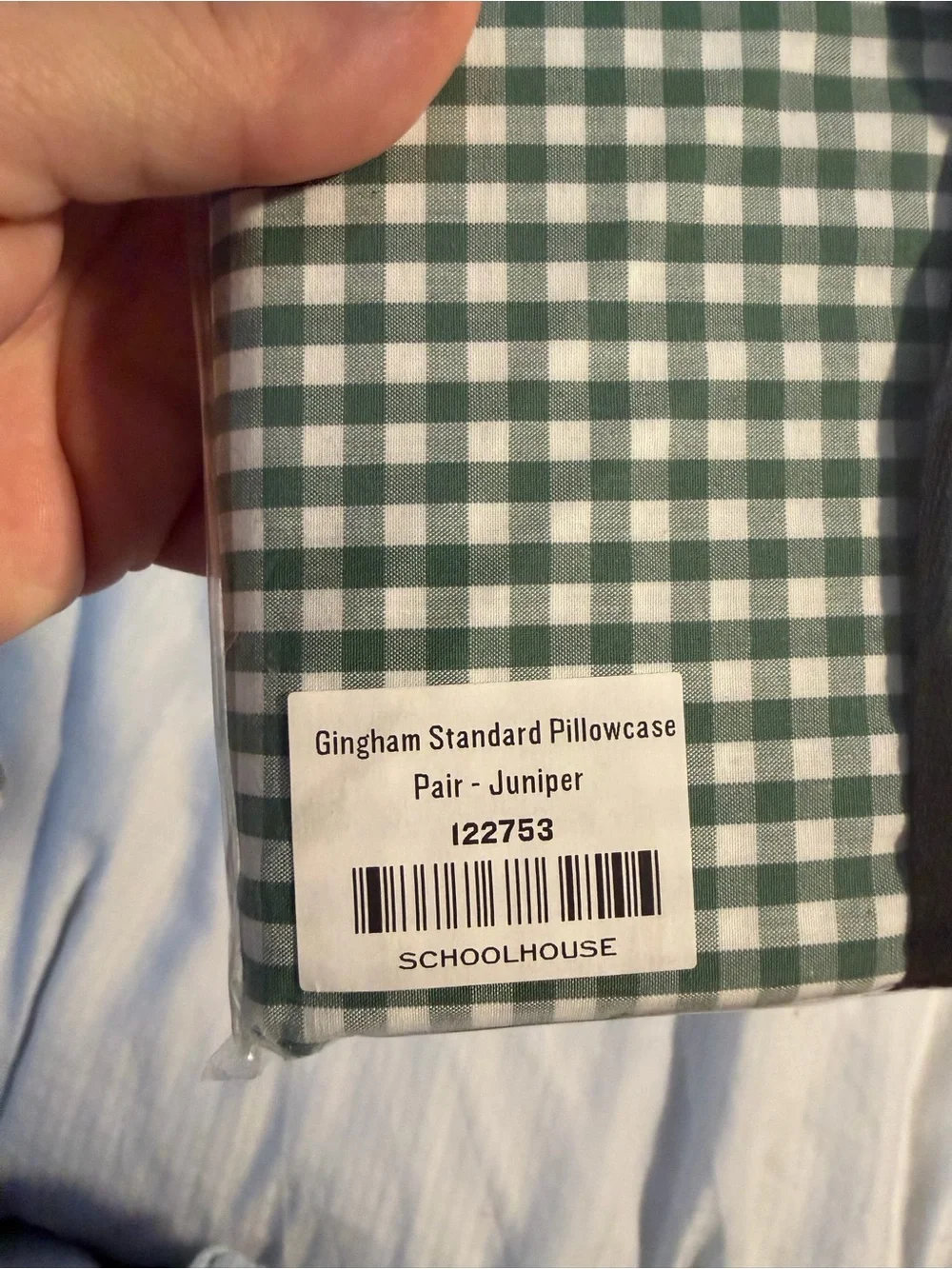 Schoolhouse Green Gingham Pillow Cases (pair) - King - NWT